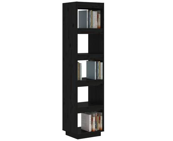 Bibliotecă/separator cameră negru 40x35x167 cm lemn masiv pin, 4 image