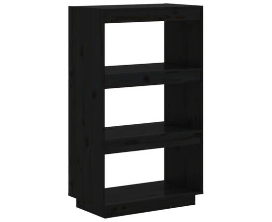 Bibliotecă/separator cameră negru 60x35x103 cm lemn masiv pin, 2 image