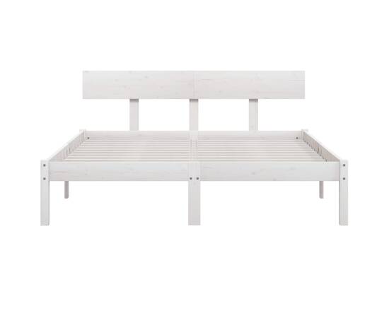 Cadru de pat, alb, 160x200 cm, lemn masiv de pin, 4 image