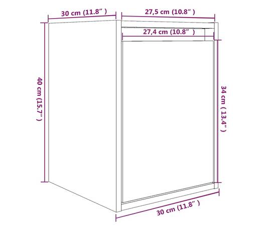 Dulap de perete, alb, 30x30x40 cm, lemn masiv de pin, 10 image