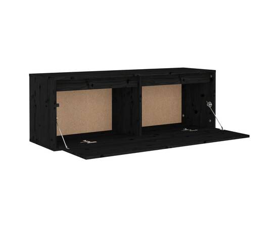 Dulap de perete, negru, 100x30x35 cm, lemn masiv de pin, 8 image