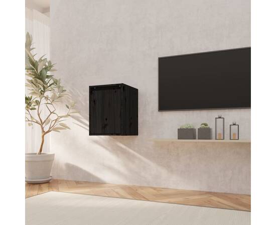 Dulap de perete, negru, 30x30x40 cm, lemn masiv de pin, 3 image
