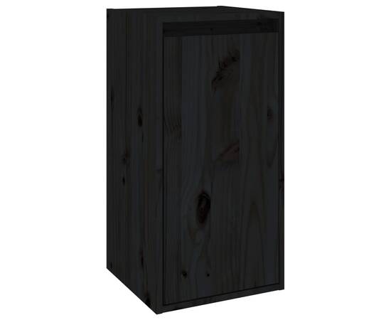 Dulap de perete, negru, 30x30x60 cm, lemn masiv de pin, 2 image