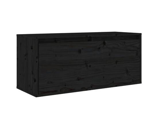 Dulap de perete, negru, 80x30x35 cm, lemn masiv de pin, 2 image