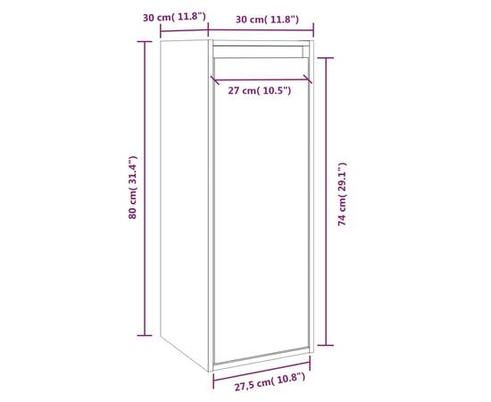 Dulapuri de perete, 2 buc., alb, 30x30x80 cm, lemn masiv pin, 11 image