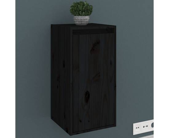Dulapuri de perete, 2 buc., negru, 30x30x60 cm, lemn masiv pin, 3 image