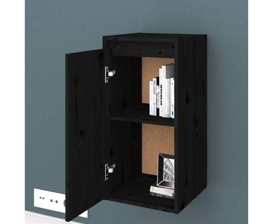 Dulapuri de perete, 2 buc., negru, 30x30x60 cm, lemn masiv pin, 4 image