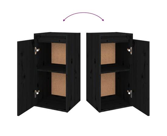 Dulapuri de perete, 2 buc., negru, 30x30x60 cm, lemn masiv pin, 10 image