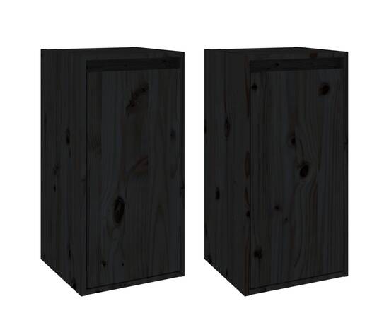 Dulapuri de perete, 2 buc., negru, 30x30x60 cm, lemn masiv pin, 2 image