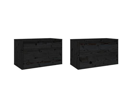 Dulapuri de perete, 2 buc., negru, 60x30x35 cm, lemn masiv pin, 6 image