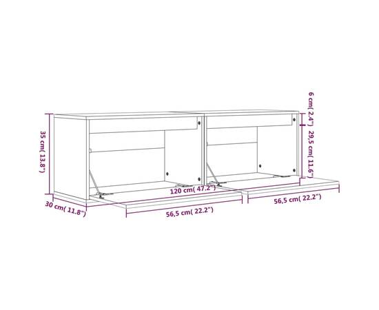 Dulapuri de perete, 2 buc., negru, 60x30x35 cm, lemn masiv pin, 11 image