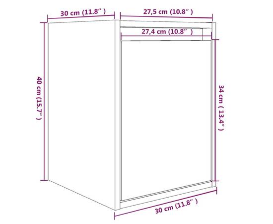 Dulapuri de perete 2 buc. alb, 30x30x40 cm, lemn masiv de pin, 10 image