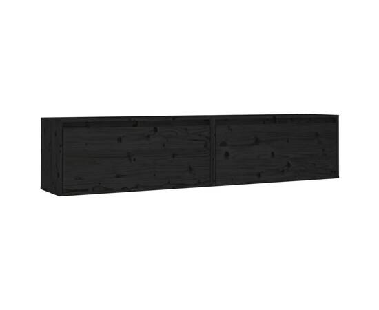 Dulapuri de perete 2 buc. negru 80x30x35 cm lemn masiv de pin, 2 image