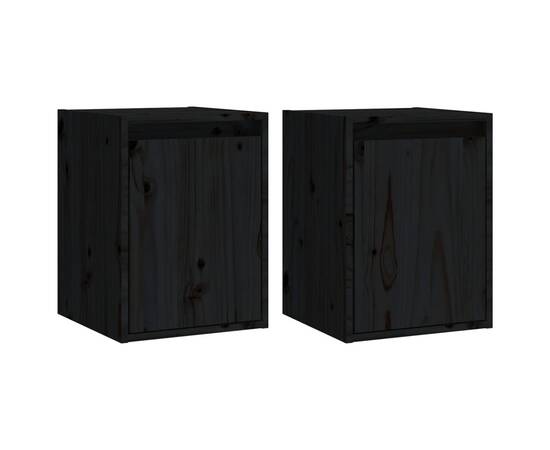 Dulapuri de perete 2 buc.negru, 30x30x40 cm, lemn masiv de pin, 2 image