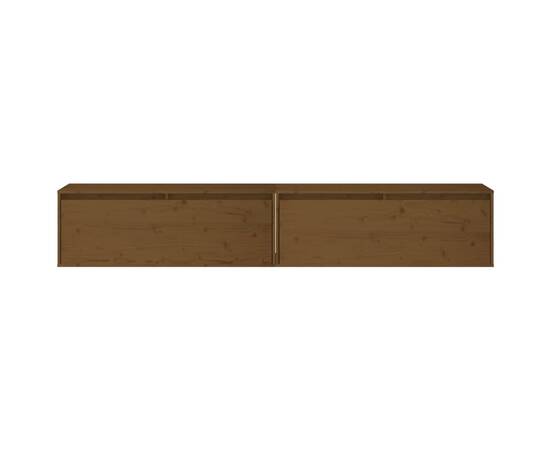 Dulapuri perete 2 buc, maro miere, 100x30x35 cm, lemn masiv pin, 5 image