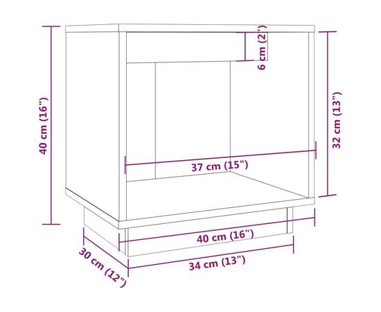 Noptieră, 40x30x40 cm, lemn masiv de pin, 7 image