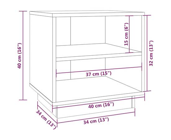 Noptieră, 40x34x40 cm, lemn masiv de pin, 8 image