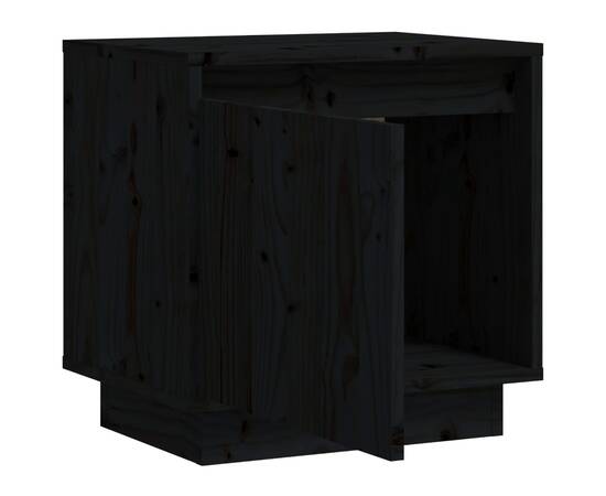 Noptieră, negru, 40x30x40 cm, lemn masiv de pin, 6 image