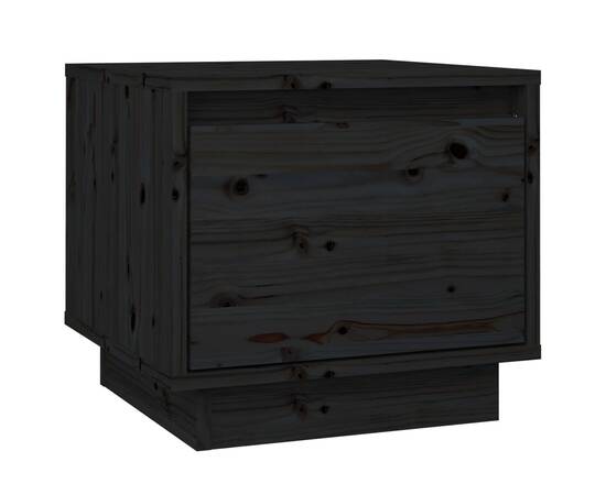 Noptiere, 2 buc., negru, 35x34x32 cm, lemn masiv de pin, 6 image