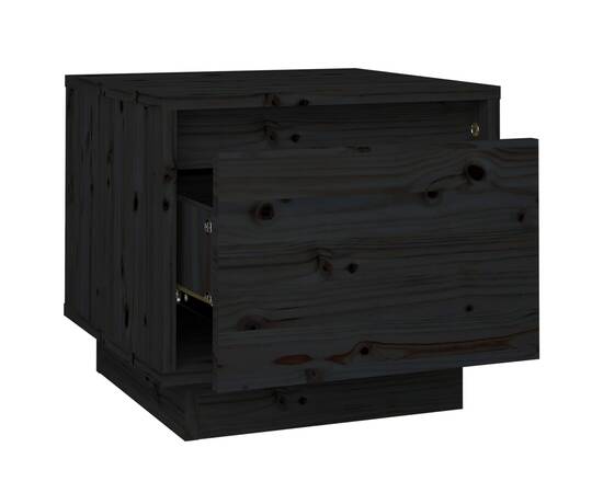 Noptiere, 2 buc., negru, 35x34x32 cm, lemn masiv de pin, 7 image