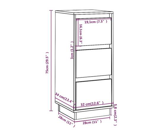 Servante, 2 buc., alb, 32x34x75 cm, lemn masiv de pin, 8 image