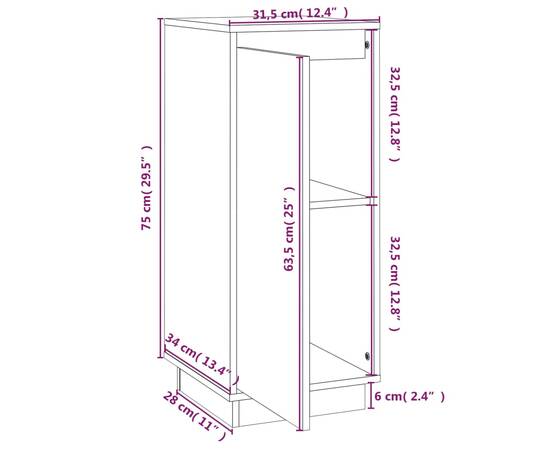 Servante, 2 buc., negru, 31,5x34x75 cm, lemn masiv de pin, 9 image