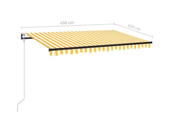 Copertină automată cu led&senzor vânt, galben&alb, 450x350 cm, 10 image