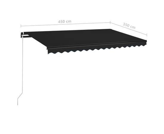 Copertină manuală retractabilă, cu led, antracit, 450x350 cm, 8 image