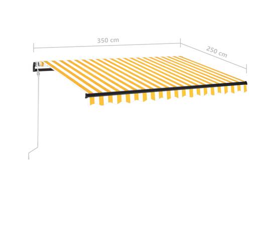 Copertină retractabilă automat, galben și alb, 350x250 cm, 8 image