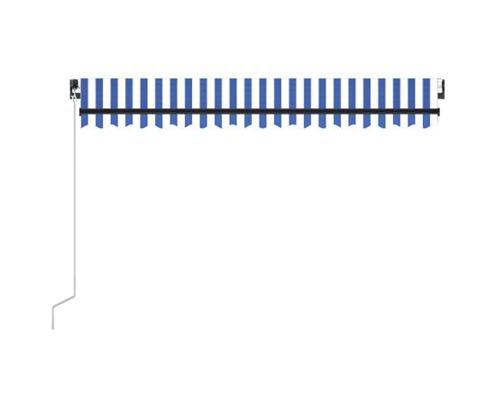 Copertină retractabilă manual cu led, albastru&alb, 400x300 cm, 4 image