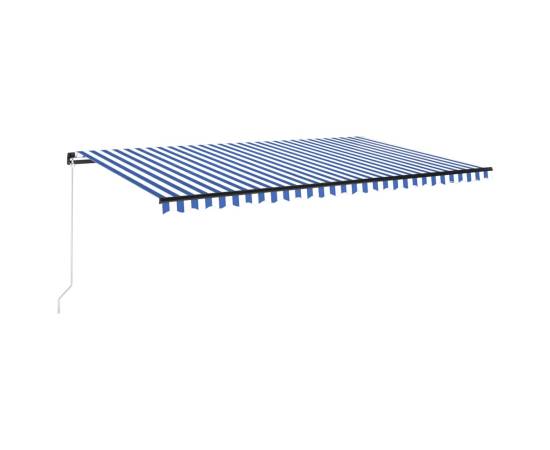 Copertină retractabilă manual cu led, albastru/alb, 500x350 cm, 2 image