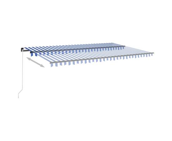 Copertină retractabilă manual cu led, albastru/alb, 500x350 cm, 3 image