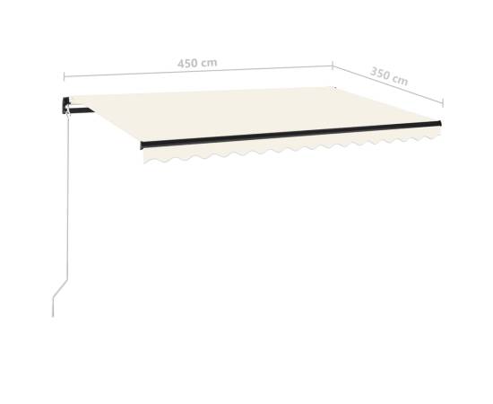 Copertină retractabilă manual cu led, crem, 450x350 cm, 7 image