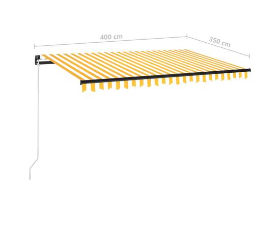 Copertină retractabilă manual cu led, galben și alb, 400x350 cm, 7 image