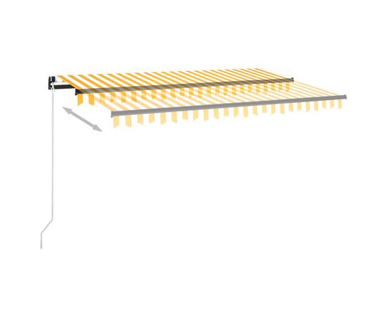 Copertină retractabilă manual cu led, galben și alb, 450x300 cm, 4 image