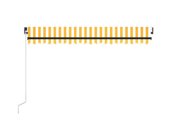 Copertină retractabilă manual cu led, galben și alb, 450x300 cm, 3 image