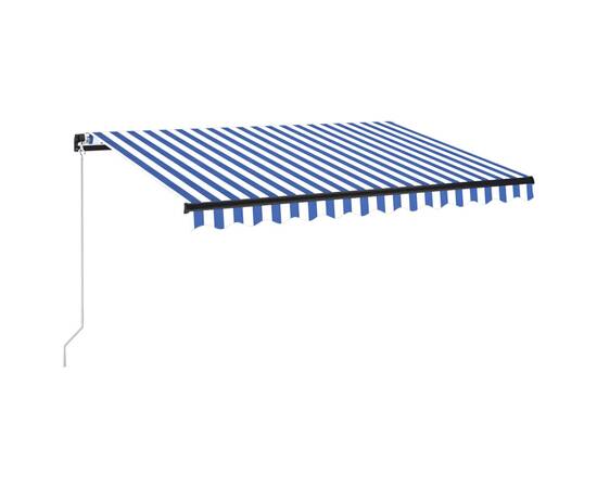 Copertină retractabilă manual led, albastru și alb, 350x250 cm, 2 image