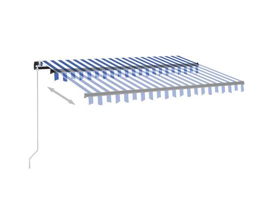 Copertină retractabilă manual led, albastru și alb, 350x250 cm, 3 image