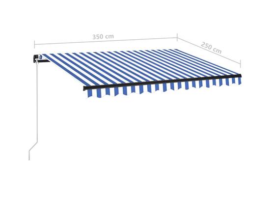 Copertină retractabilă manual led, albastru și alb, 350x250 cm, 7 image