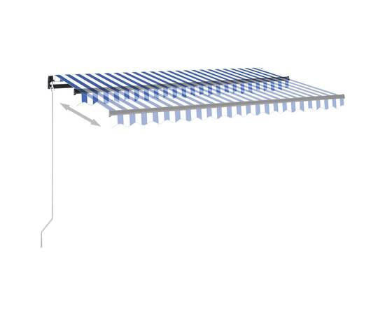 Copertină retractabilă manual led, albastru și alb, 450x300 cm, 4 image