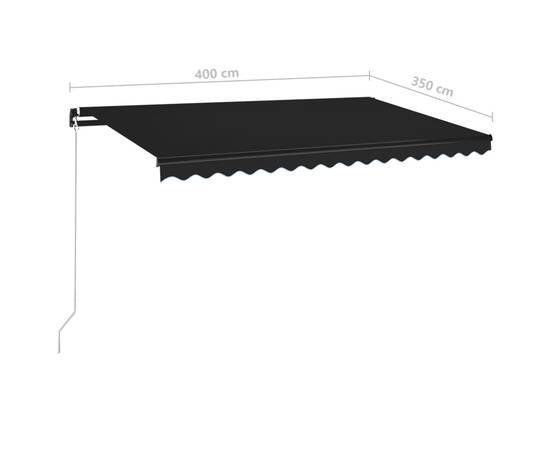 Copertină retractabilă manual led, antracit, 400x350 cm, 7 image