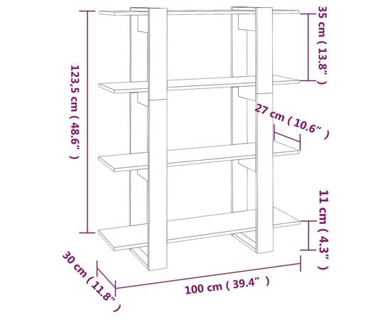 Bibliotecă/separator cameră, stejar fumuriu, 100x30x123,5 cm, 7 image