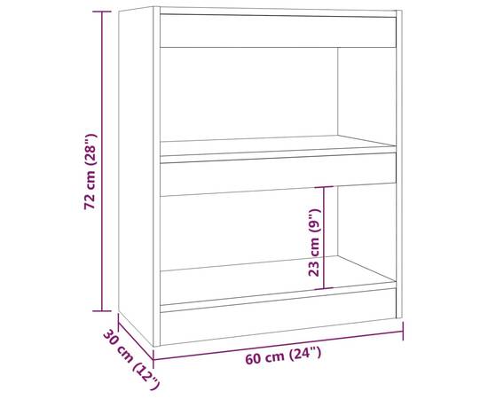 Bibliotecă/separator cameră, stejar fumuriu, 60x30x72 cm, 7 image