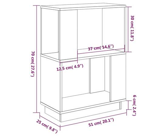 Bibliotecă/separator cameră maro 51x25x70 cm, lemn masiv pin, 8 image
