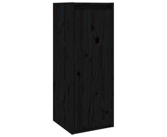 Dulap de perete, negru, 30x30x80 cm, lemn masiv de pin, 2 image