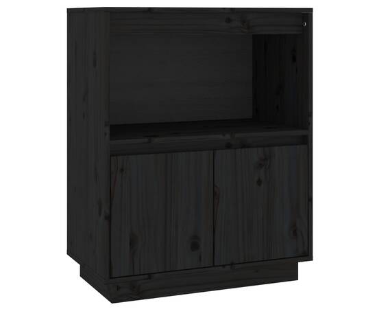 Servantă, negru, 60x34x75 cm, lemn masiv de pin, 2 image