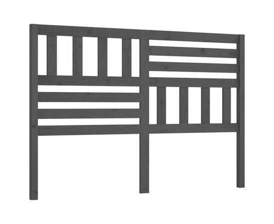 Tăblie de pat, gri, 141x4x100 cm, lemn masiv de pin, 2 image