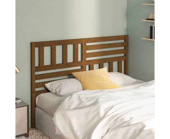 Tăblie de pat, maro miere, 141x4x100 cm, lemn masiv de pin, 3 image