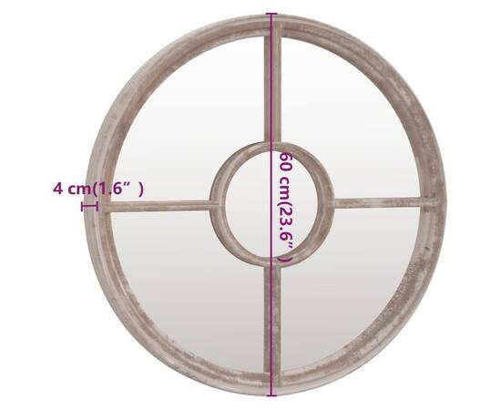 Oglindă de grădină rotundă, nisipiu, 60x4 cm, fier, uz exterior, 6 image