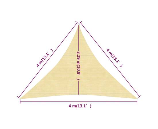 Parasolar, bej, 4x4x4 m, hdpe, 160 g/m², 6 image